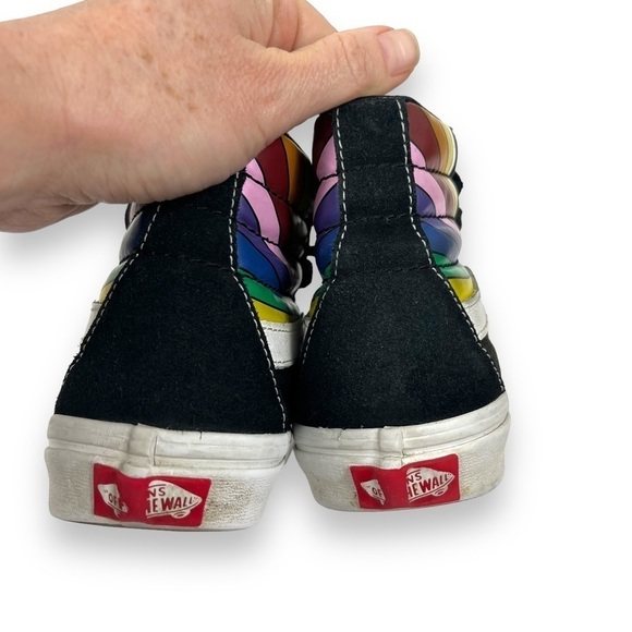 Vans Shoes Mens 4 Womens 5.5 Black Rainbow Stripe High Top Sk8 Reissue Sneakers - Picture 4 of 9